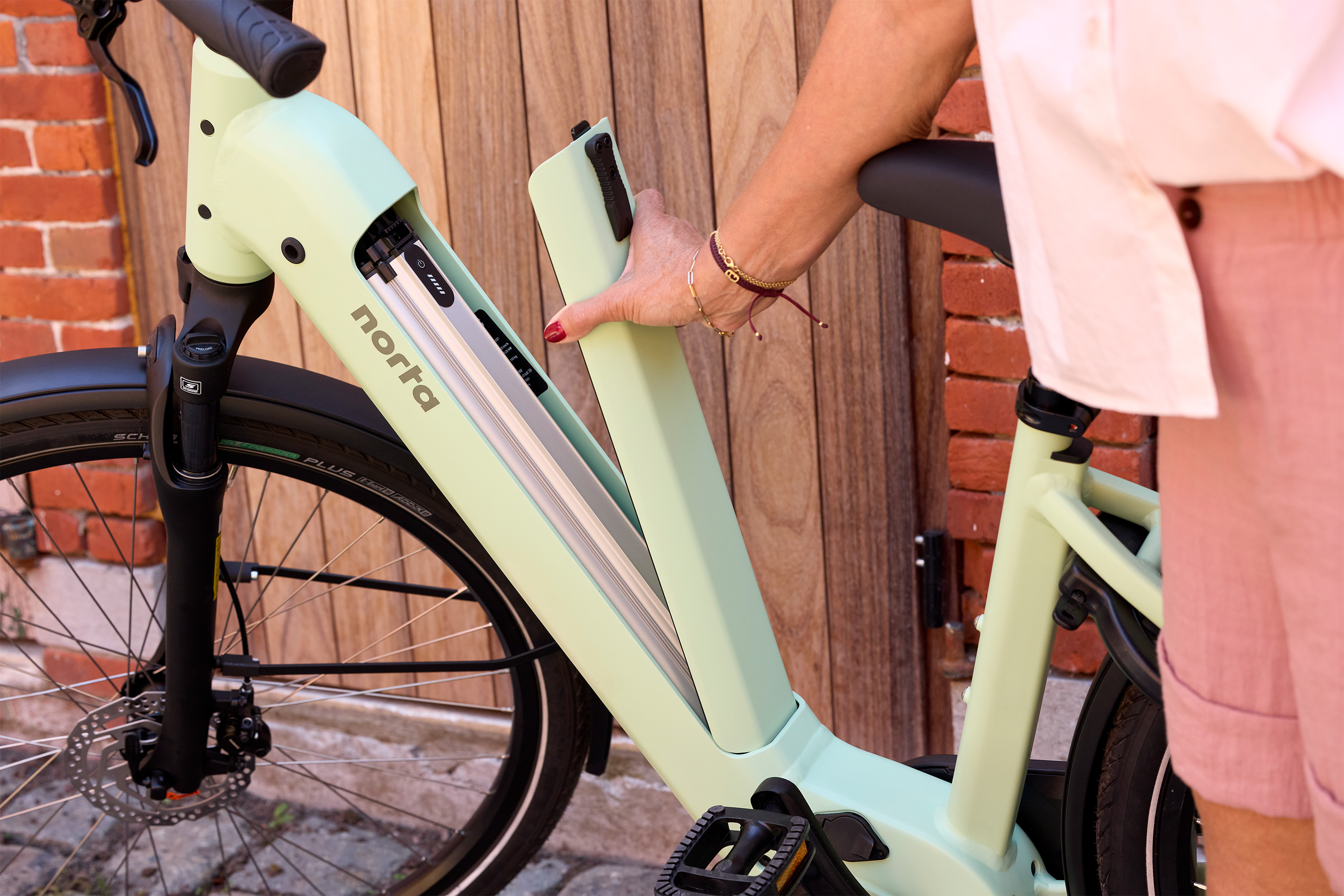 Norta fiets met uitneembare batterij.